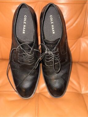 Cole Haan Black Leather Lace-Up Oxfords
